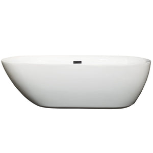 Wyndham Collection Bathtub Wyndham Collection WCOBT100071MBTRIM Melissa 71 Inch Freestanding Bathtub in White with Matte Black Drain and Overflow Trim
