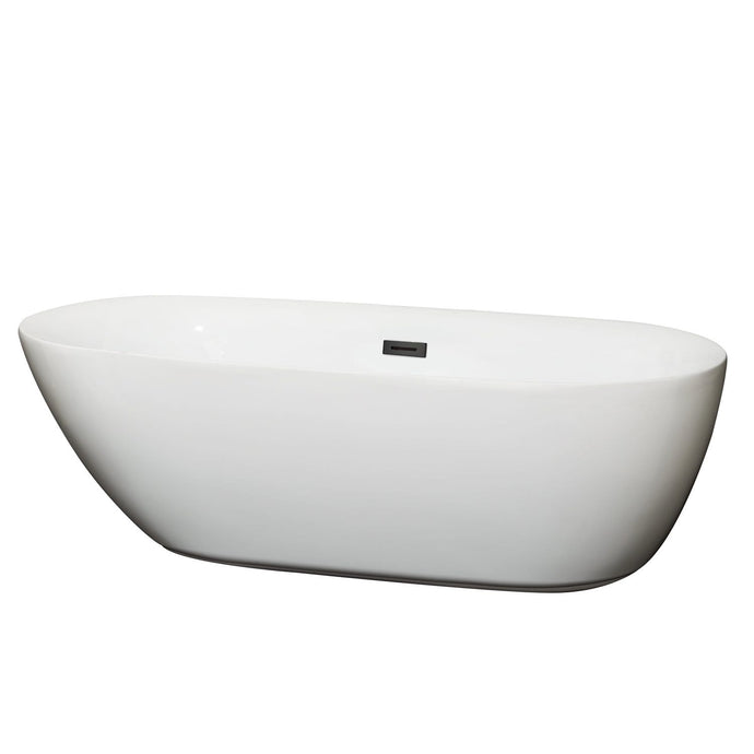 Wyndham Collection Bathtub Wyndham Collection WCOBT100071MBTRIM Melissa 71 Inch Freestanding Bathtub in White with Matte Black Drain and Overflow Trim