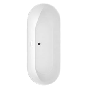 Wyndham Collection Bathtub Wyndham Collection WCOBT100071MBTRIM Melissa 71 Inch Freestanding Bathtub in White with Matte Black Drain and Overflow Trim