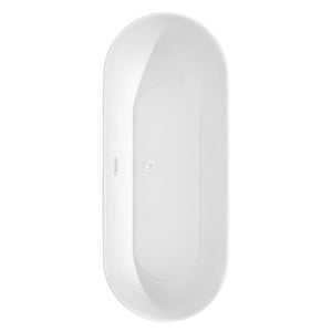 Wyndham Collection Bathtub Wyndham Collection WCOBT100071SWTRIM Melissa 71 Inch Freestanding Bathtub in White with Shiny White Drain and Overflow Trim