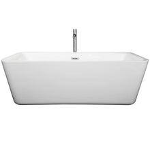 Load image into Gallery viewer, Wyndham Collection Bathtub Wyndham Collection WCOBT100169ATP11PC Emily 69 Inch Freestanding Bathtub in White with Floor Mounted Faucet, Drain and Overflow Trim in Polished Chrome