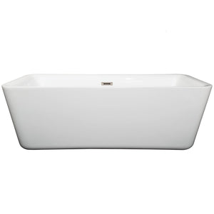 Wyndham Collection Bathtub Wyndham Collection WCOBT100169BNTRIM Emily 69 Inch Freestanding Bathtub in White with Brushed Nickel Drain and Overflow Trim