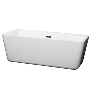 Wyndham Collection Bathtub Wyndham Collection WCOBT100169MBTRIM Emily 69 Inch Freestanding Bathtub in White with Matte Black Drain and Overflow Trim