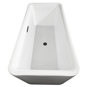 Wyndham Collection Bathtub Wyndham Collection WCOBT100169MBTRIM Emily 69 Inch Freestanding Bathtub in White with Matte Black Drain and Overflow Trim