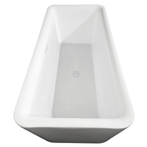 Wyndham Collection Bathtub Wyndham Collection WCOBT100169SWTRIM Emily 69 Inch Freestanding Bathtub in White with Shiny White Drain and Overflow Trim