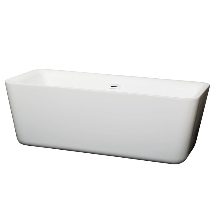 Wyndham Collection Bathtub Wyndham Collection WCOBT100169SWTRIM Emily 69 Inch Freestanding Bathtub in White with Shiny White Drain and Overflow Trim
