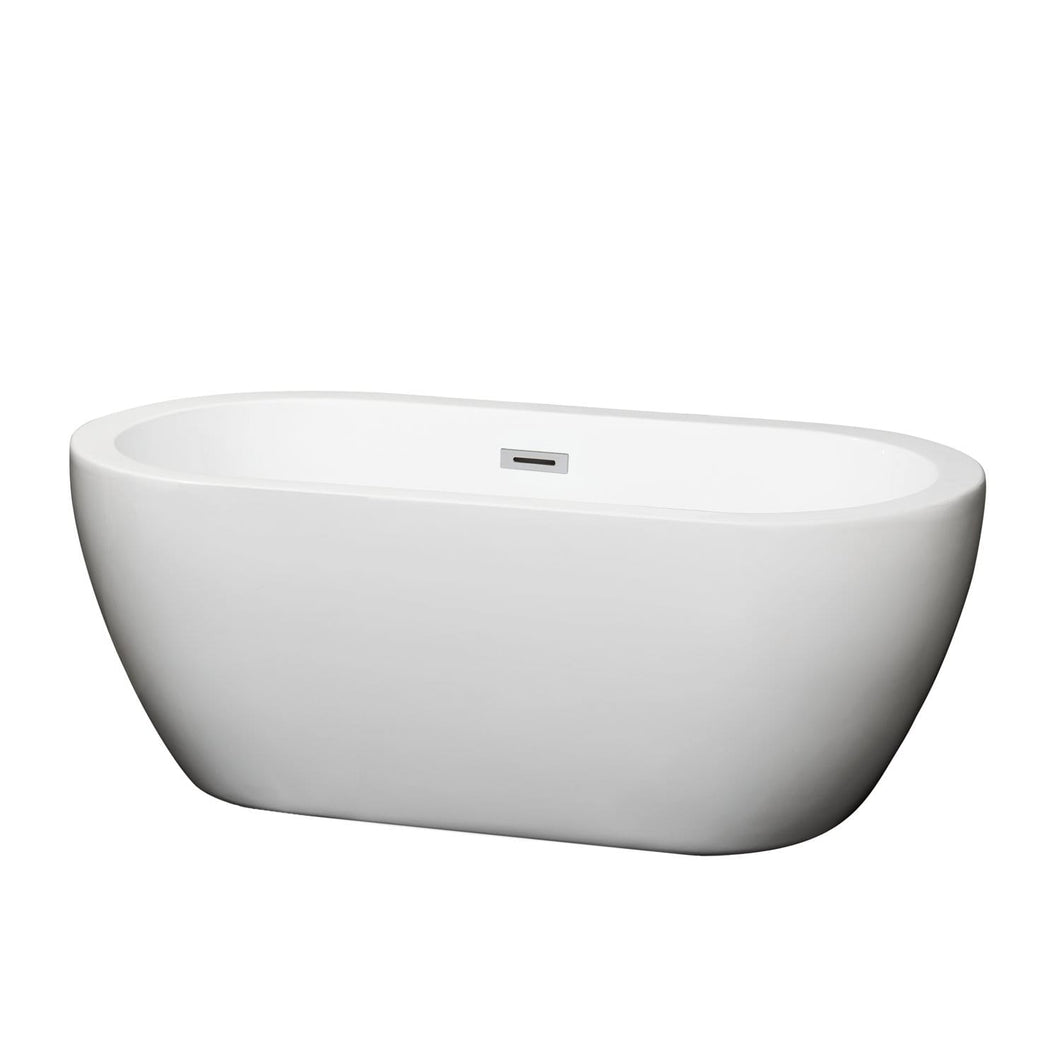 Wyndham Collection Bathtub Wyndham Collection WCOBT100260 Soho 60 Inch Freestanding Bathtub in White with Polished Chrome Drain and Overflow Trim