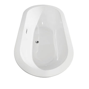 Wyndham Collection Bathtub Wyndham Collection WCOBT100260ATP11PC Soho 60 Inch Freestanding Bathtub in White with Floor Mounted Faucet, Drain and Overflow Trim in Polished Chrome