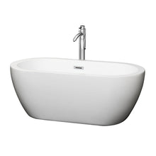 Load image into Gallery viewer, Wyndham Collection Bathtub Wyndham Collection WCOBT100260ATP11PC Soho 60 Inch Freestanding Bathtub in White with Floor Mounted Faucet, Drain and Overflow Trim in Polished Chrome