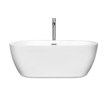 Load image into Gallery viewer, Wyndham Collection Bathtub Wyndham Collection WCOBT100260ATP11PC Soho 60 Inch Freestanding Bathtub in White with Floor Mounted Faucet, Drain and Overflow Trim in Polished Chrome