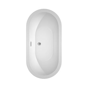Wyndham Collection Bathtub Wyndham Collection WCOBT100260ATP11PC Soho 60 Inch Freestanding Bathtub in White with Floor Mounted Faucet, Drain and Overflow Trim in Polished Chrome