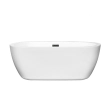 Load image into Gallery viewer, Wyndham Collection Bathtub Wyndham Collection WCOBT100260MBTRIM Soho 60 Inch Freestanding Bathtub in White with Matte Black Drain and Overflow Trim