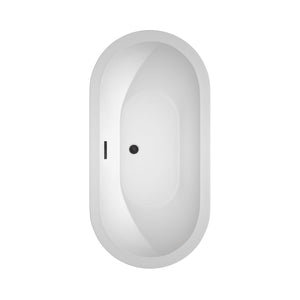 Wyndham Collection Bathtub Wyndham Collection WCOBT100260MBTRIM Soho 60 Inch Freestanding Bathtub in White with Matte Black Drain and Overflow Trim