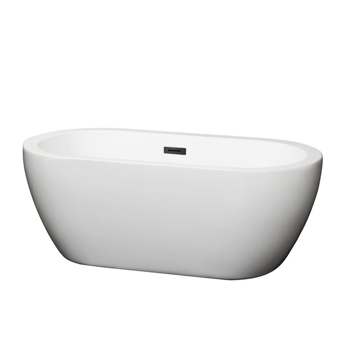 Wyndham Collection Bathtub Wyndham Collection WCOBT100260MBTRIM Soho 60 Inch Freestanding Bathtub in White with Matte Black Drain and Overflow Trim