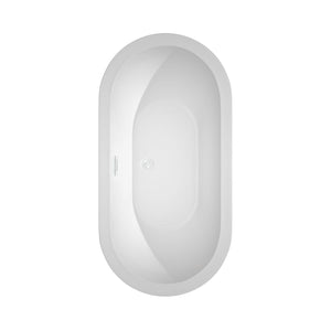 Wyndham Collection Bathtub Wyndham Collection WCOBT100260SWTRIM Soho 60 Inch Freestanding Bathtub in White with Shiny White Drain and Overflow Trim