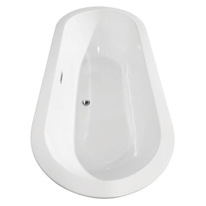 Wyndham Collection Bathtub Wyndham Collection WCOBT100268 Soho 68 Inch Freestanding Bathtub in White with Polished Chrome Drain and Overflow Trim