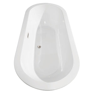 Wyndham Collection Bathtub Wyndham Collection WCOBT100268ATP11BN Soho 68 Inch Freestanding Bathtub in White with Floor Mounted Faucet, Drain and Overflow Trim in Brushed Nickel