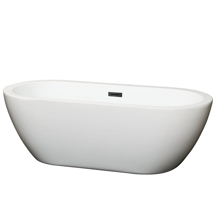 Wyndham Collection Bathtub Wyndham Collection WCOBT100268MBTRIM Soho 68 Inch Freestanding Bathtub in White with Matte Black Drain and Overflow Trim