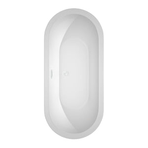 Wyndham Collection Bathtub Wyndham Collection WCOBT100268SWTRIM Soho 68 Inch Freestanding Bathtub in White with Shiny White Drain and Overflow Trim