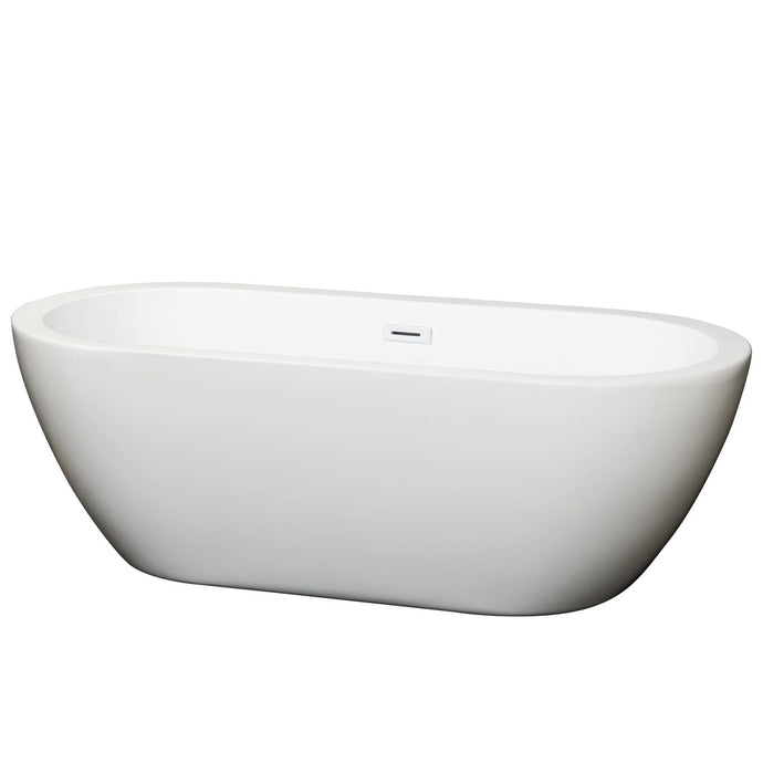 Wyndham Collection Bathtub Wyndham Collection WCOBT100268SWTRIM Soho 68 Inch Freestanding Bathtub in White with Shiny White Drain and Overflow Trim