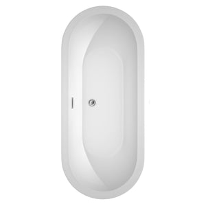Wyndham Collection Bathtub Wyndham Collection WCOBT100272 Soho 72 Inch Freestanding Bathtub in White with Polished Chrome Drain and Overflow Trim