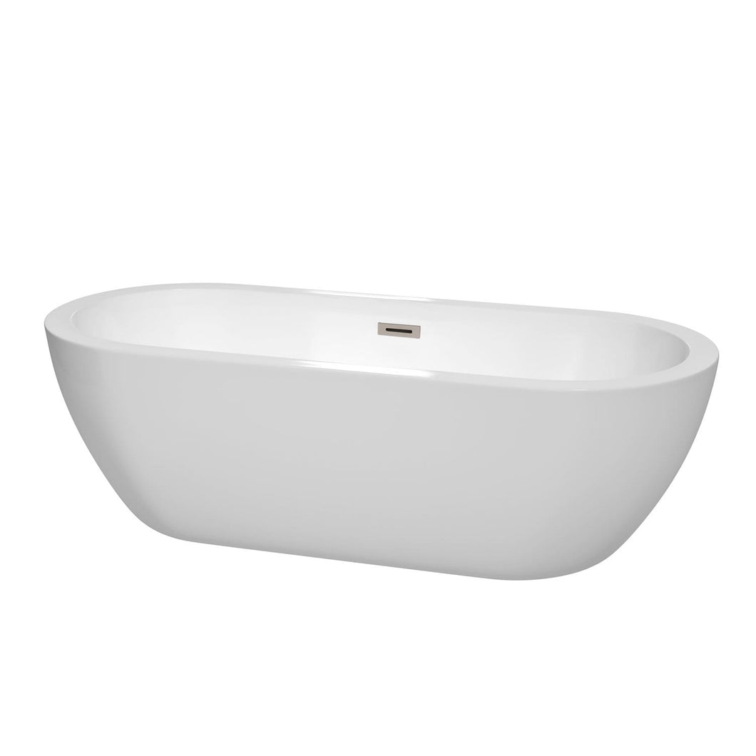 Wyndham Collection Bathtub Wyndham Collection WCOBT100272BNTRIM Soho 72 Inch Freestanding Bathtub in White with Brushed Nickel Drain and Overflow Trim