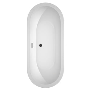 Wyndham Collection Bathtub Wyndham Collection WCOBT100272MBTRIM Soho 72 Inch Freestanding Bathtub in White with Matte Black Drain and Overflow Trim
