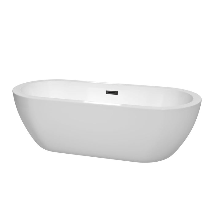 Wyndham Collection Bathtub Wyndham Collection WCOBT100272MBTRIM Soho 72 Inch Freestanding Bathtub in White with Matte Black Drain and Overflow Trim