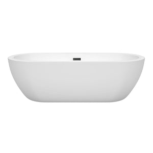 Wyndham Collection Bathtub Wyndham Collection WCOBT100272MBTRIM Soho 72 Inch Freestanding Bathtub in White with Matte Black Drain and Overflow Trim