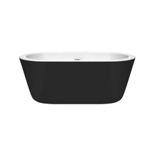 Load image into Gallery viewer, Wyndham Collection Bathtub Wyndham Collection WCOBT100360BKSWTRIM Mermaid 60 Inch Freestanding Bathtub in Black with White Interior with Shiny White Drain and Overflow Trim