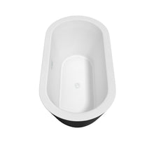 Load image into Gallery viewer, Wyndham Collection Bathtub Wyndham Collection WCOBT100360BKSWTRIM Mermaid 60 Inch Freestanding Bathtub in Black with White Interior with Shiny White Drain and Overflow Trim