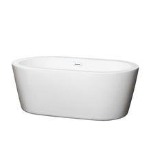 Load image into Gallery viewer, Wyndham Collection Bathtub Wyndham Collection WCOBT100360SWTRIM Mermaid 60 Inch Freestanding Bathtub in White with Shiny White Drain and Overflow Trim