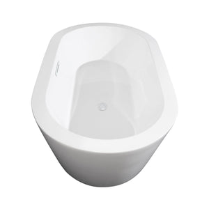 Wyndham Collection Bathtub Wyndham Collection WCOBT100360SWTRIM Mermaid 60 Inch Freestanding Bathtub in White with Shiny White Drain and Overflow Trim