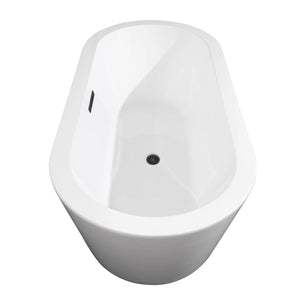 Wyndham Collection Bathtub Wyndham Collection WCOBT100367MBTRIM Mermaid 67 Inch Freestanding Bathtub in White with Matte Black Drain and Overflow Trim