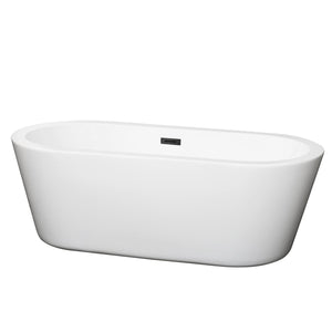 Wyndham Collection Bathtub Wyndham Collection WCOBT100367MBTRIM Mermaid 67 Inch Freestanding Bathtub in White with Matte Black Drain and Overflow Trim