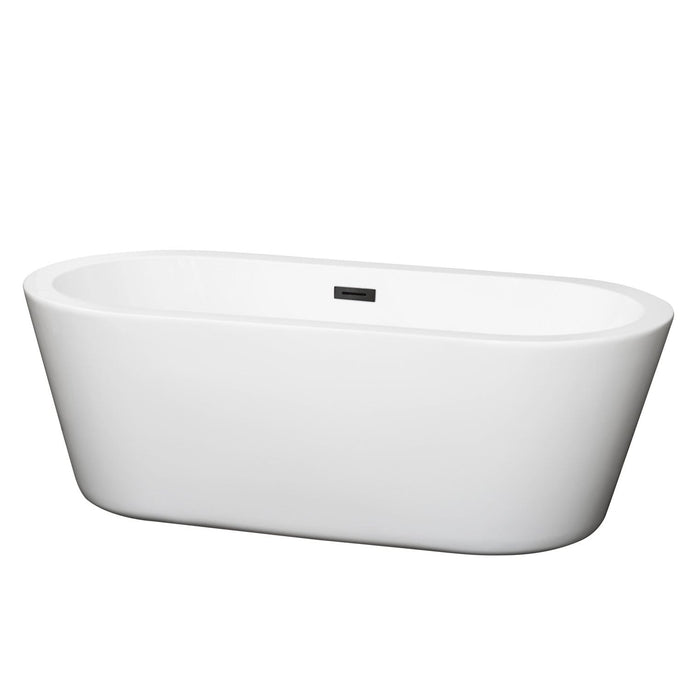 Wyndham Collection Bathtub Wyndham Collection WCOBT100367MBTRIM Mermaid 67 Inch Freestanding Bathtub in White with Matte Black Drain and Overflow Trim