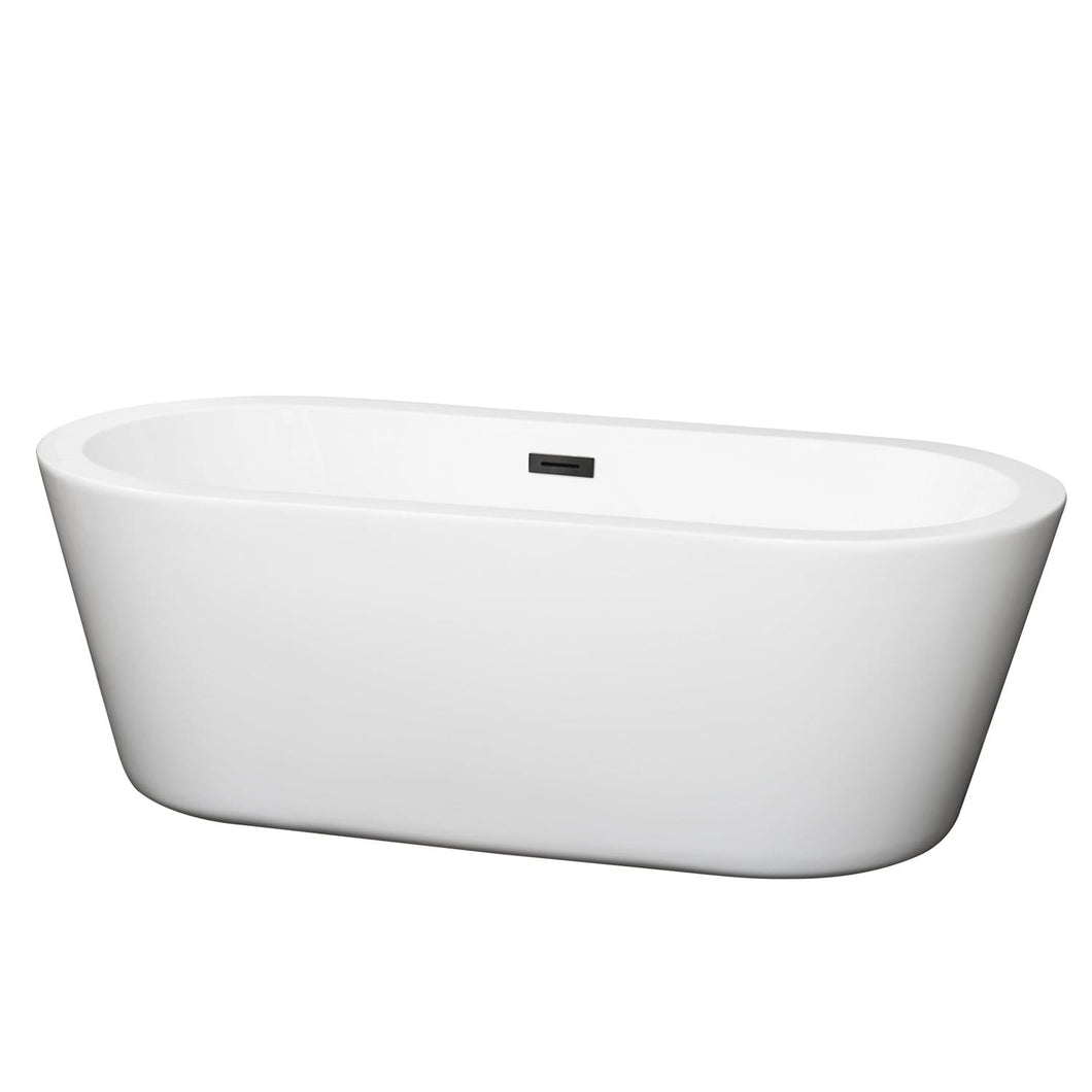 Wyndham Collection Bathtub Wyndham Collection WCOBT100367MBTRIM Mermaid 67 Inch Freestanding Bathtub in White with Matte Black Drain and Overflow Trim
