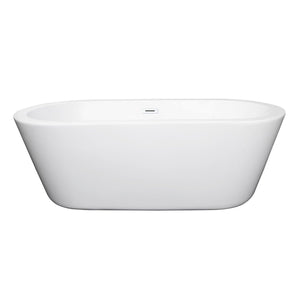 Wyndham Collection Bathtub Wyndham Collection WCOBT100367SWTRIM Mermaid 67 Inch Freestanding Bathtub in White with Shiny White Drain and Overflow Trim