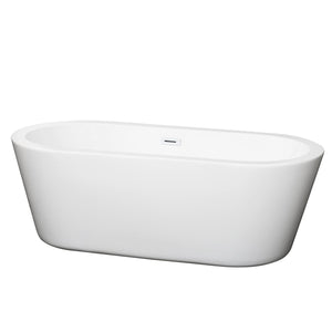 Wyndham Collection Bathtub Wyndham Collection WCOBT100367SWTRIM Mermaid 67 Inch Freestanding Bathtub in White with Shiny White Drain and Overflow Trim
