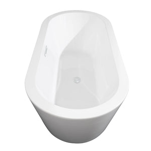 Wyndham Collection Bathtub Wyndham Collection WCOBT100367SWTRIM Mermaid 67 Inch Freestanding Bathtub in White with Shiny White Drain and Overflow Trim
