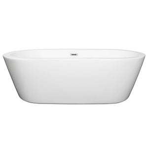 Wyndham Collection Bathtub Wyndham Collection WCOBT100371 Mermaid 71 Inch Freestanding Bathtub in White with Polished Chrome Drain and Overflow Trim