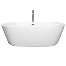 Load image into Gallery viewer, Wyndham Collection Bathtub Wyndham Collection WCOBT100371ATP11PC Mermaid 71 Inch Freestanding Bathtub in White with Floor Mounted Faucet, Drain and Overflow Trim in Polished Chrome
