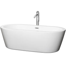 Load image into Gallery viewer, Wyndham Collection Bathtub Wyndham Collection WCOBT100371ATP11PC Mermaid 71 Inch Freestanding Bathtub in White with Floor Mounted Faucet, Drain and Overflow Trim in Polished Chrome