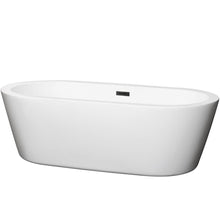 Load image into Gallery viewer, Wyndham Collection Bathtub Wyndham Collection WCOBT100371MBTRIM Mermaid 71 Inch Freestanding Bathtub in White with Matte Black Drain and Overflow Trim