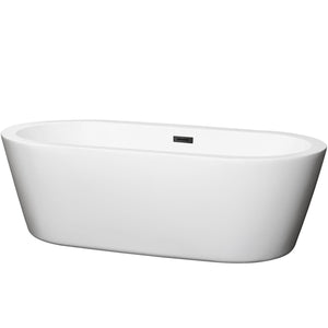 Wyndham Collection Bathtub Wyndham Collection WCOBT100371MBTRIM Mermaid 71 Inch Freestanding Bathtub in White with Matte Black Drain and Overflow Trim