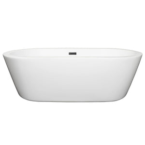 Wyndham Collection Bathtub Wyndham Collection WCOBT100371MBTRIM Mermaid 71 Inch Freestanding Bathtub in White with Matte Black Drain and Overflow Trim