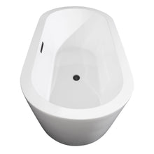 Load image into Gallery viewer, Wyndham Collection Bathtub Wyndham Collection WCOBT100371MBTRIM Mermaid 71 Inch Freestanding Bathtub in White with Matte Black Drain and Overflow Trim