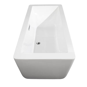 Wyndham Collection Bathtub Wyndham Collection WCOBT100559 Laura 59 Inch Freestanding Bathtub in White with Polished Chrome Drain and Overflow Trim