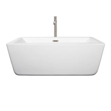 Load image into Gallery viewer, Wyndham Collection Bathtub Wyndham Collection WCOBT100559ATP11BN Laura 59 Inch Freestanding Bathtub in White with Floor Mounted Faucet, Drain and Overflow Trim in Brushed Nickel
