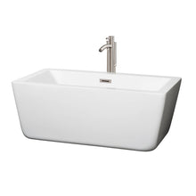 Load image into Gallery viewer, Wyndham Collection Bathtub Wyndham Collection WCOBT100559ATP11BN Laura 59 Inch Freestanding Bathtub in White with Floor Mounted Faucet, Drain and Overflow Trim in Brushed Nickel